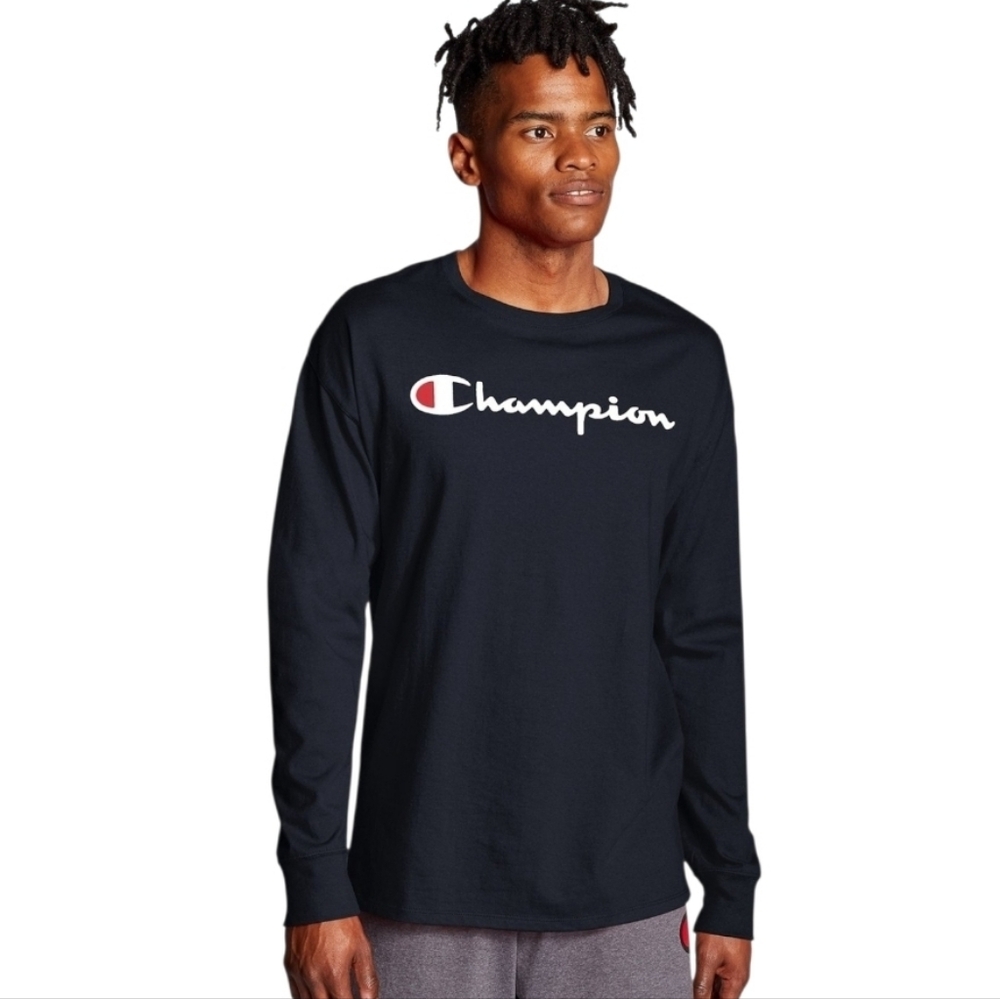 Champion large logo heritage long sleeve T shirt size M
